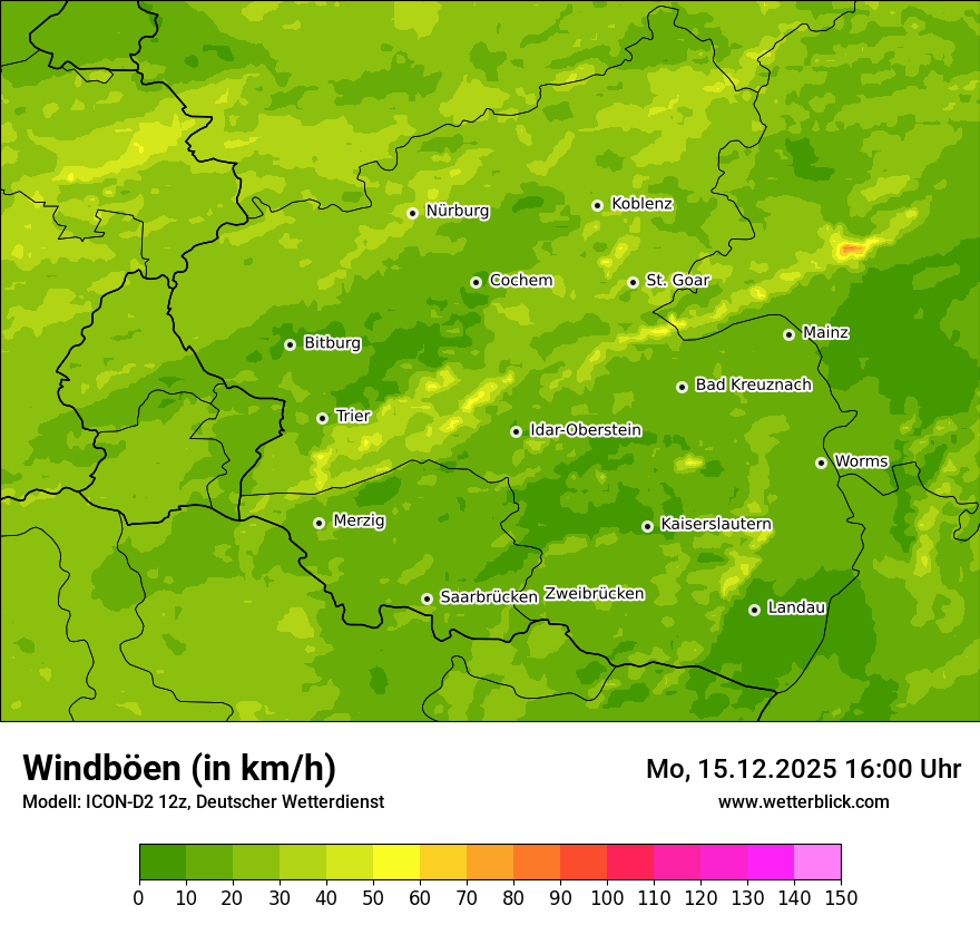 Modellkarten Windgeschwindigkeit