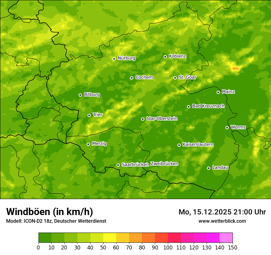 Modellkarten Windgeschwindigkeit