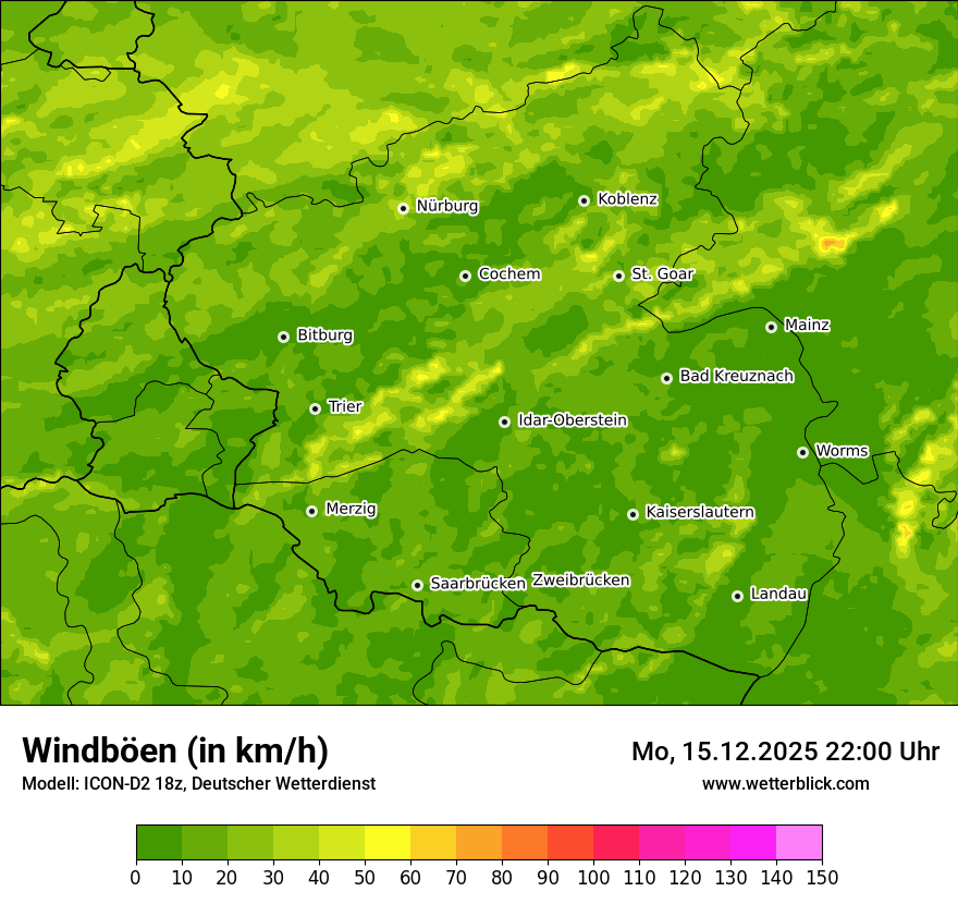 Modellkarten Windgeschwindigkeit
