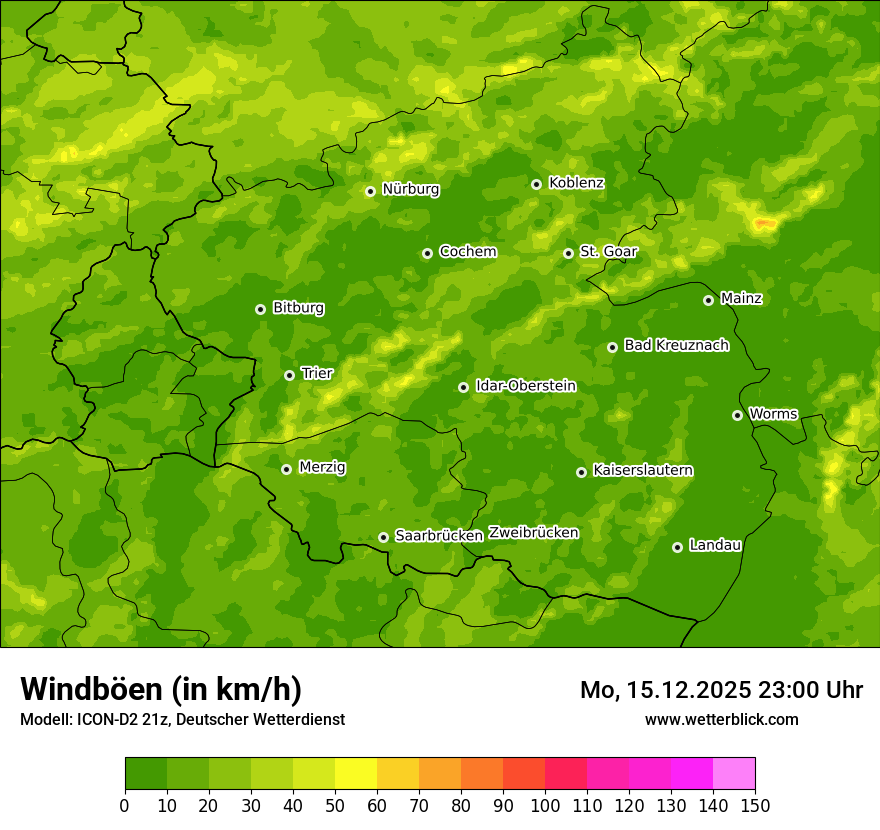 Modellkarten Windgeschwindigkeit