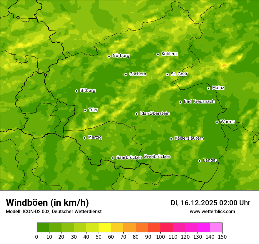 Modellkarten Windgeschwindigkeit