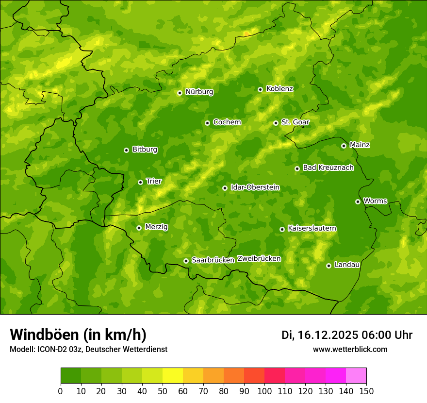 Modellkarten Windgeschwindigkeit