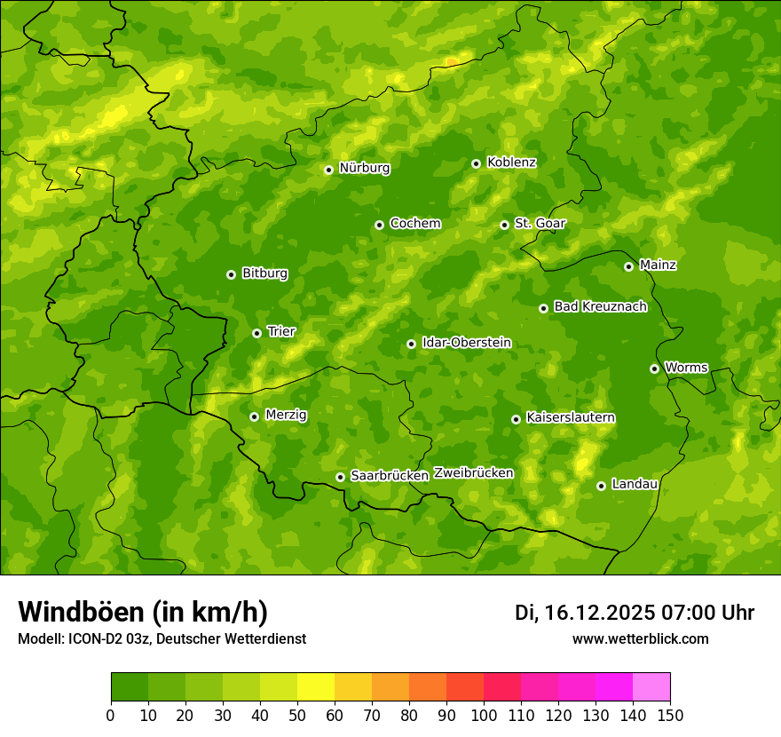 Modellkarten Windgeschwindigkeit