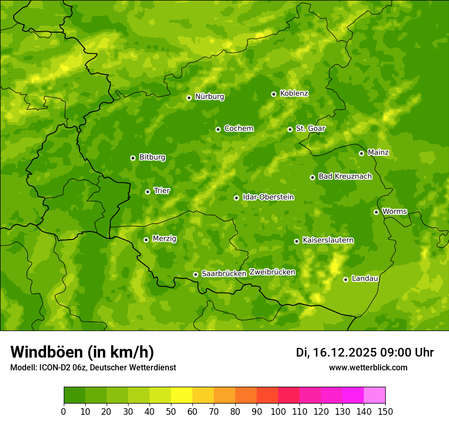 Modellkarten Windgeschwindigkeit