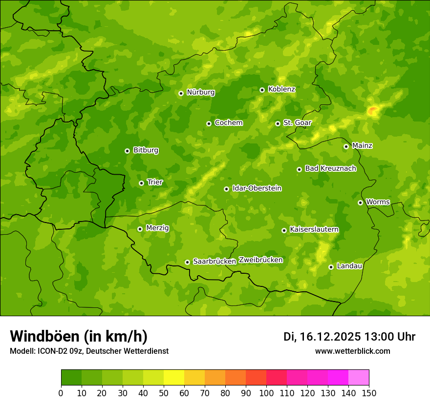 Modellkarten Windgeschwindigkeit