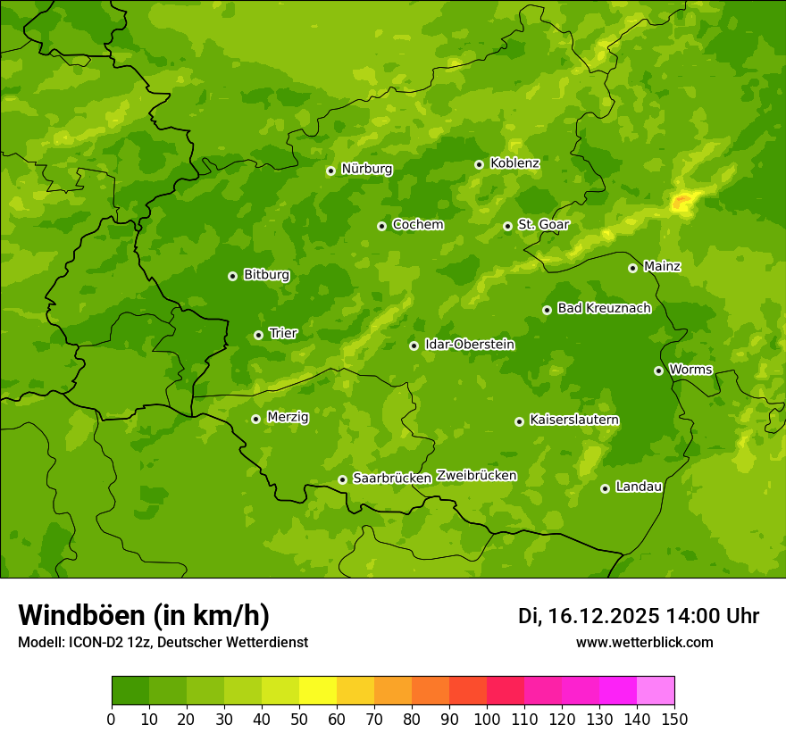 Modellkarten Windgeschwindigkeit