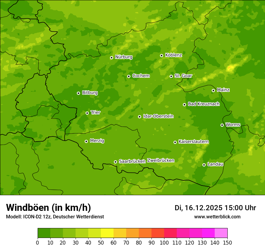 Modellkarten Windgeschwindigkeit