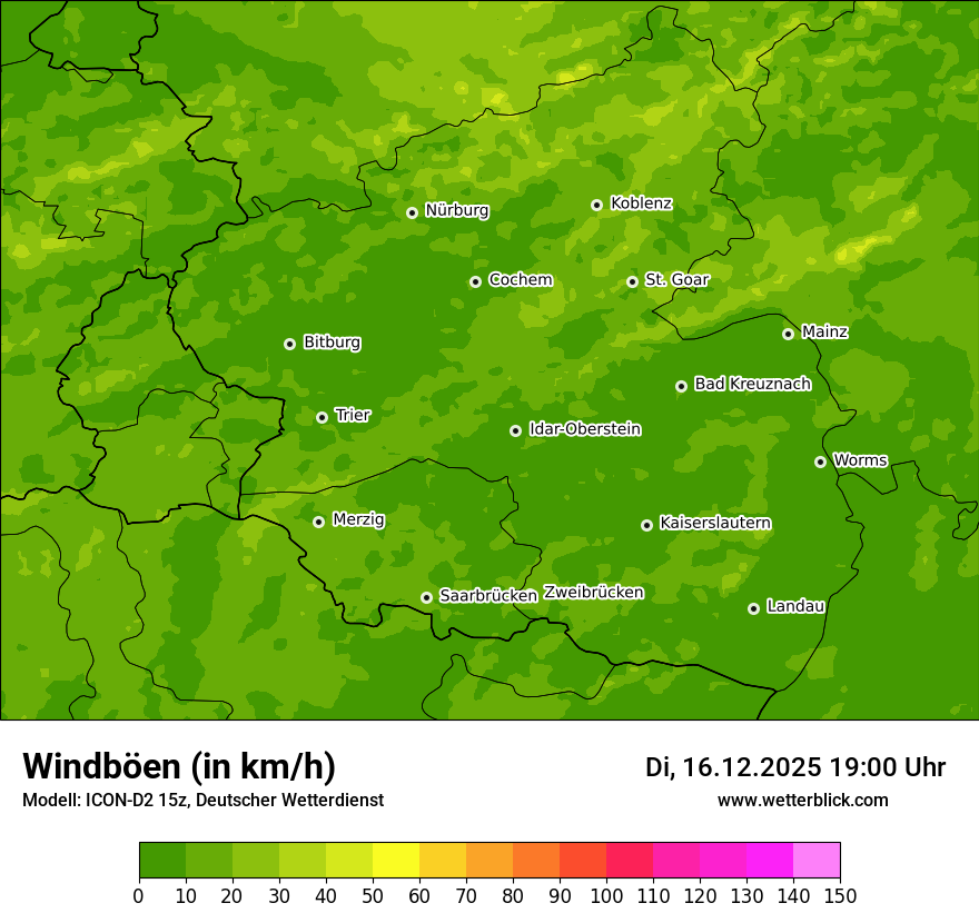 Modellkarten Windgeschwindigkeit