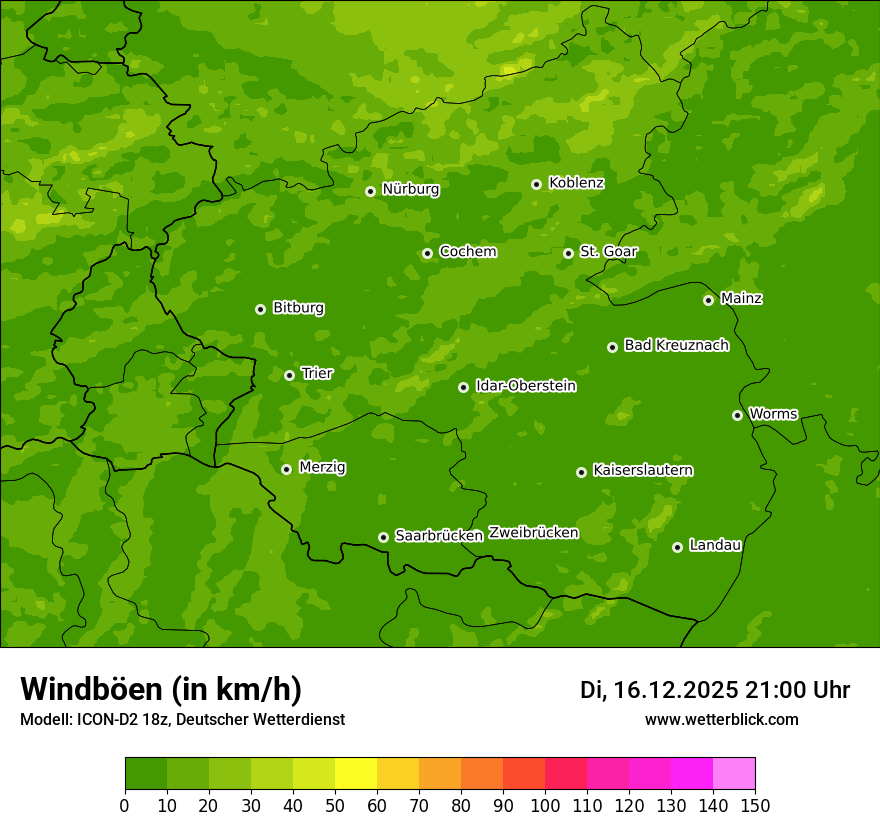 Modellkarten Windgeschwindigkeit