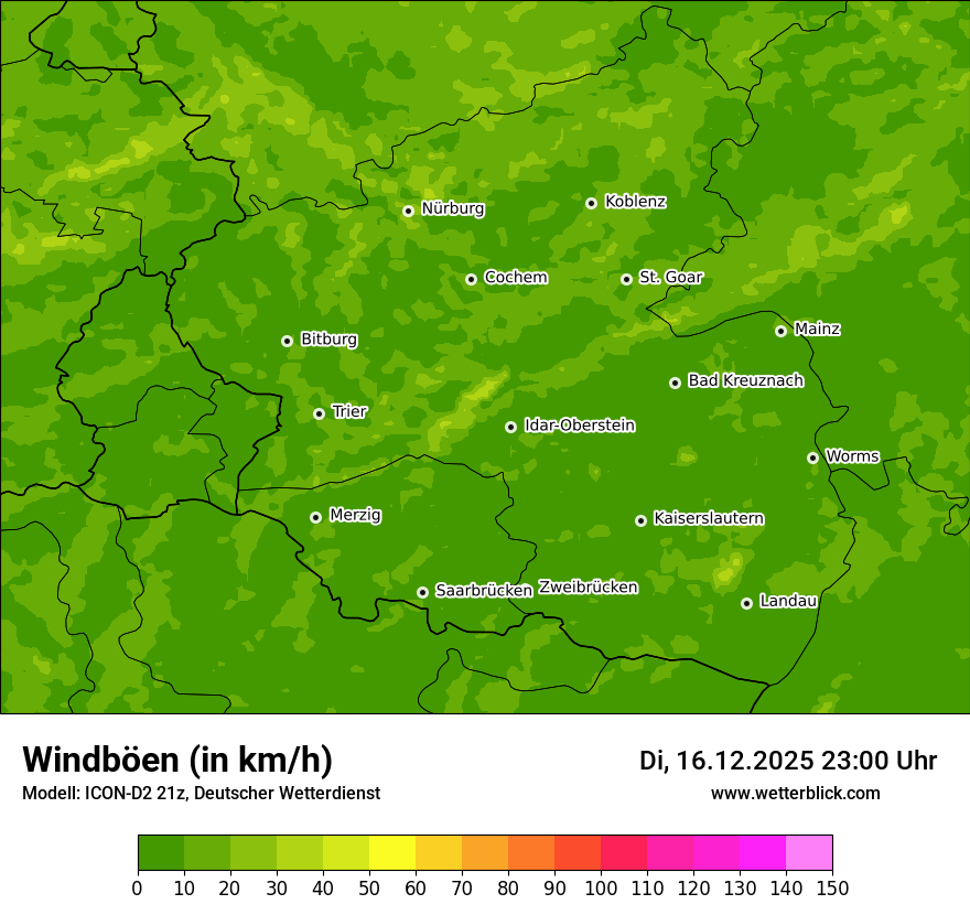 Modellkarten Windgeschwindigkeit