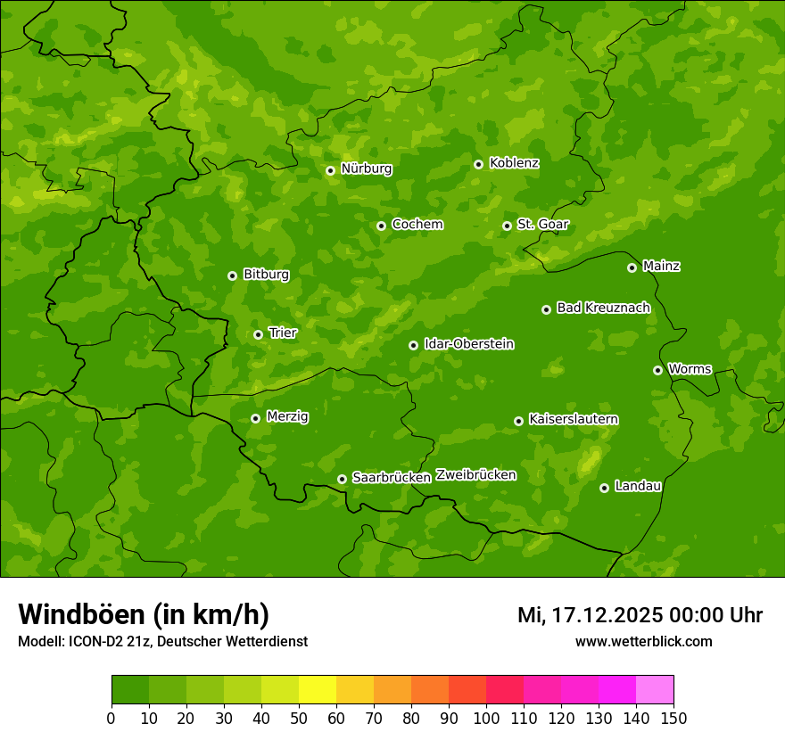 Modellkarten Windgeschwindigkeit