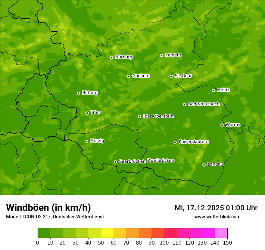 Modellkarten Windgeschwindigkeit