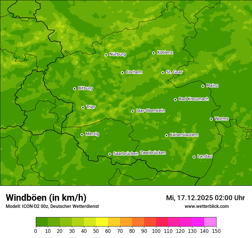 Modellkarten Windgeschwindigkeit