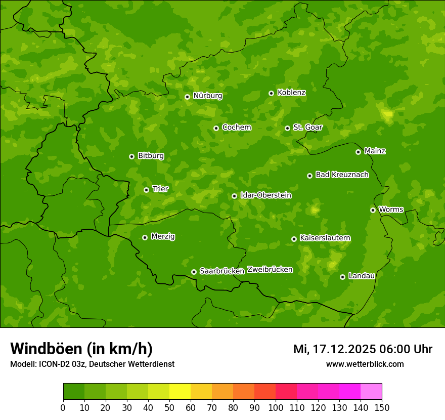 Modellkarten Windgeschwindigkeit