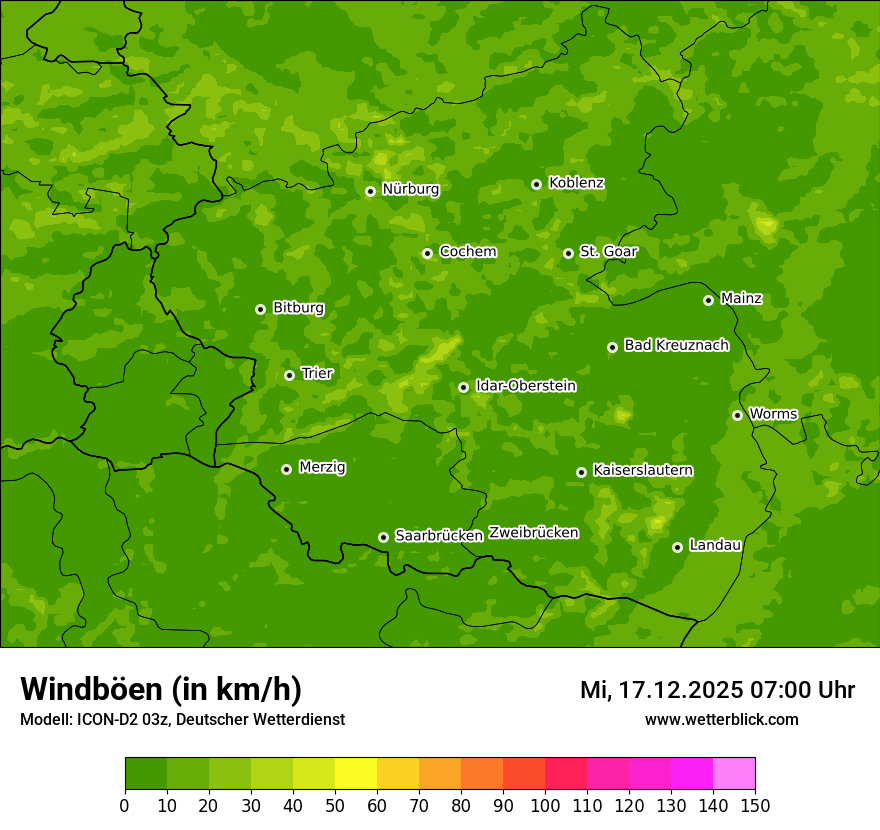 Modellkarten Windgeschwindigkeit