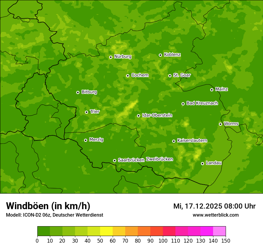 Modellkarten Windgeschwindigkeit