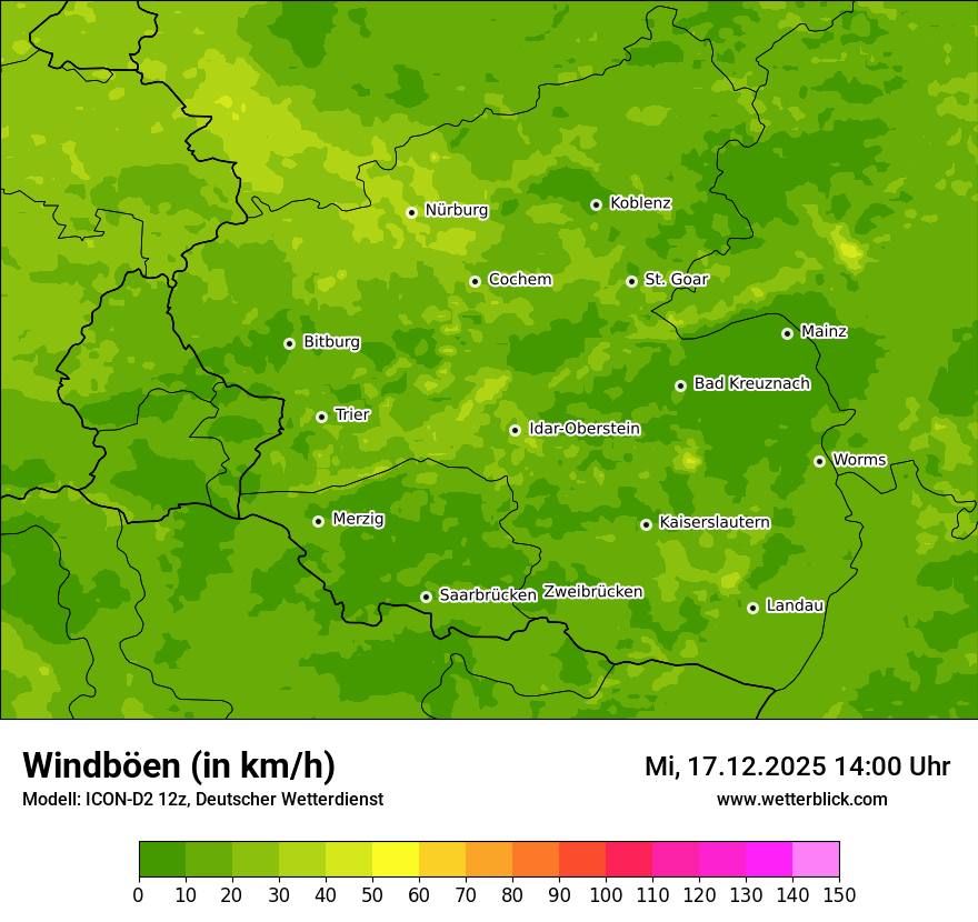 Modellkarten Windgeschwindigkeit