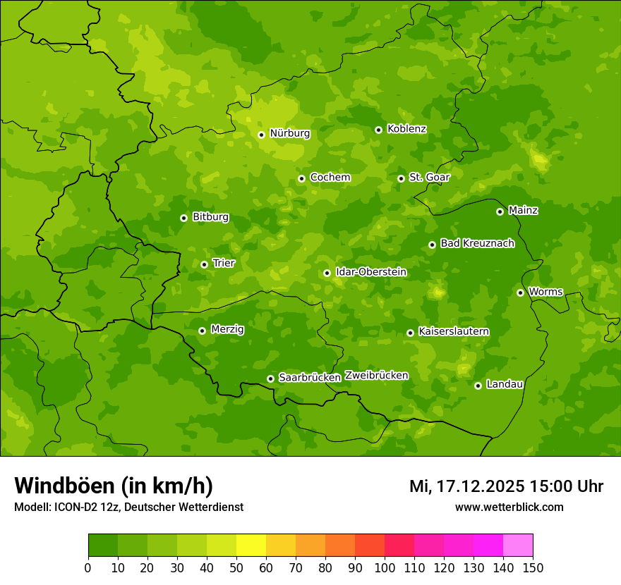 Modellkarten Windgeschwindigkeit