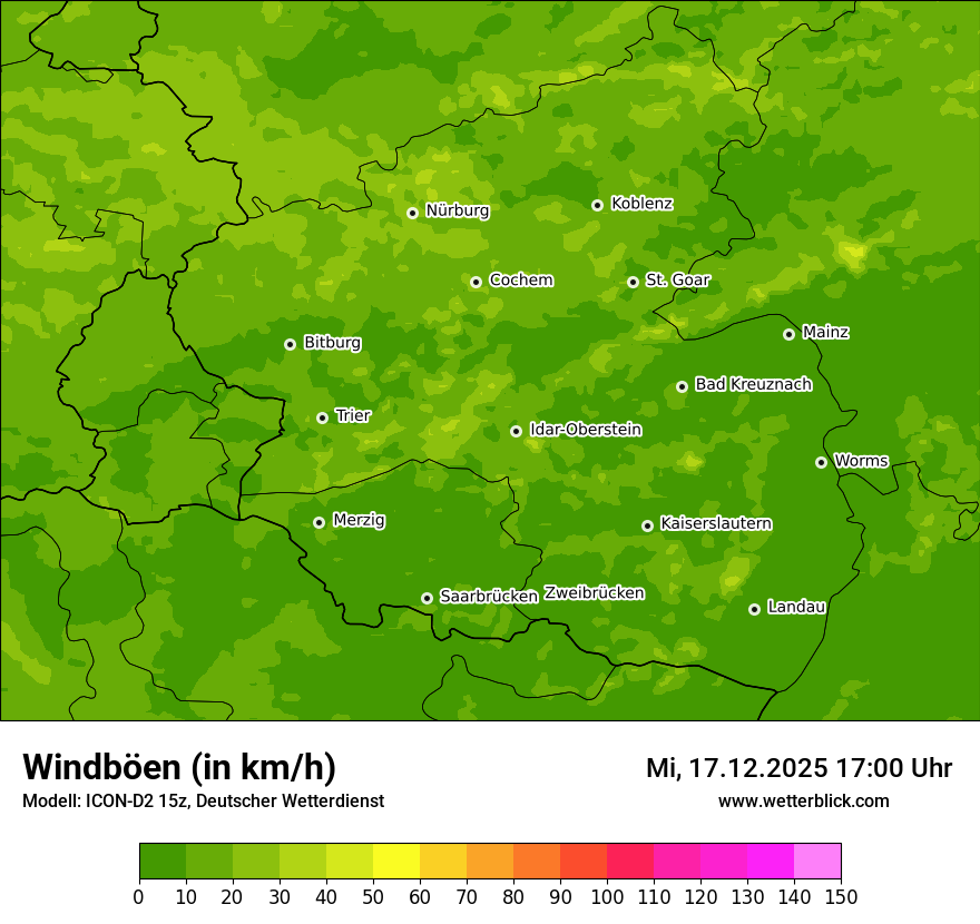 Modellkarten Windgeschwindigkeit
