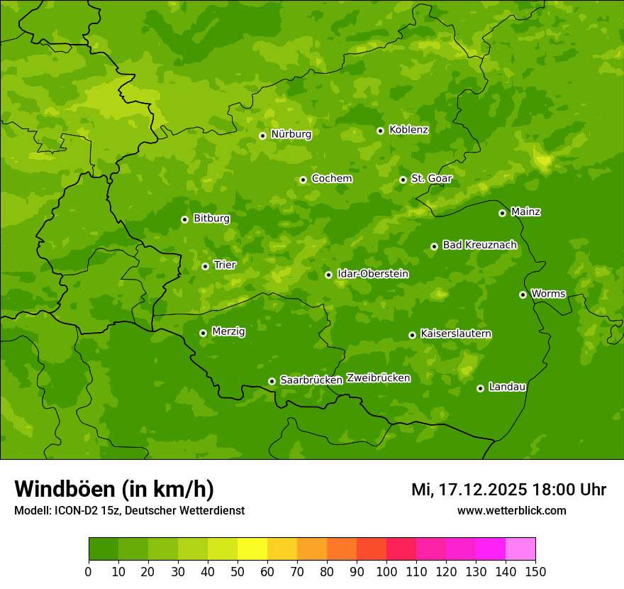 Modellkarten Windgeschwindigkeit