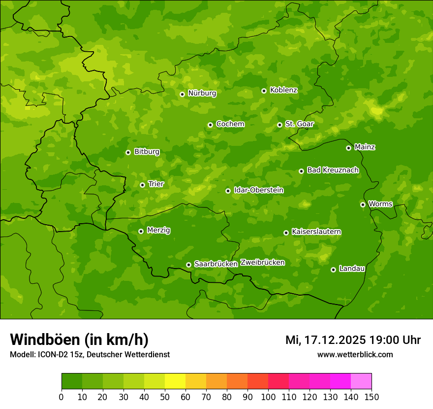 Modellkarten Windgeschwindigkeit