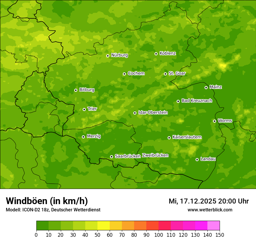 Modellkarten Windgeschwindigkeit