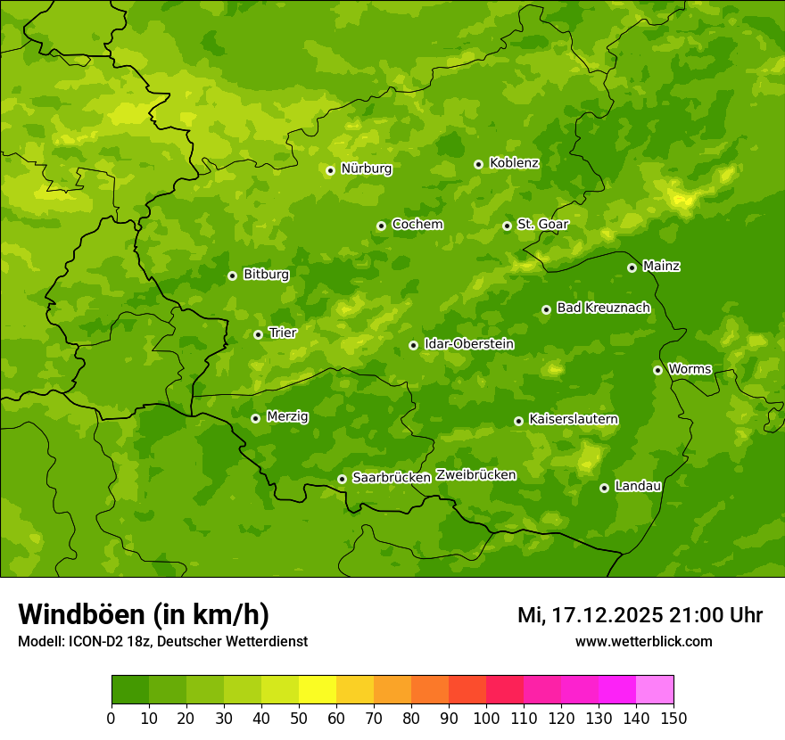 Modellkarten Windgeschwindigkeit