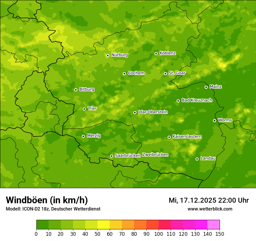 Modellkarten Windgeschwindigkeit