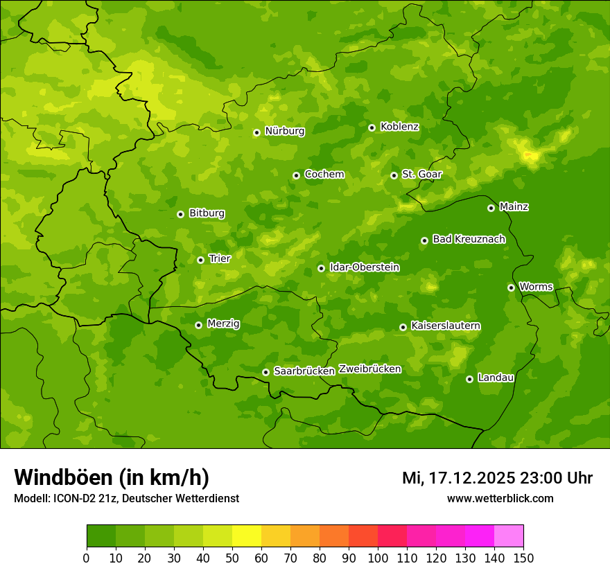 Modellkarten Windgeschwindigkeit
