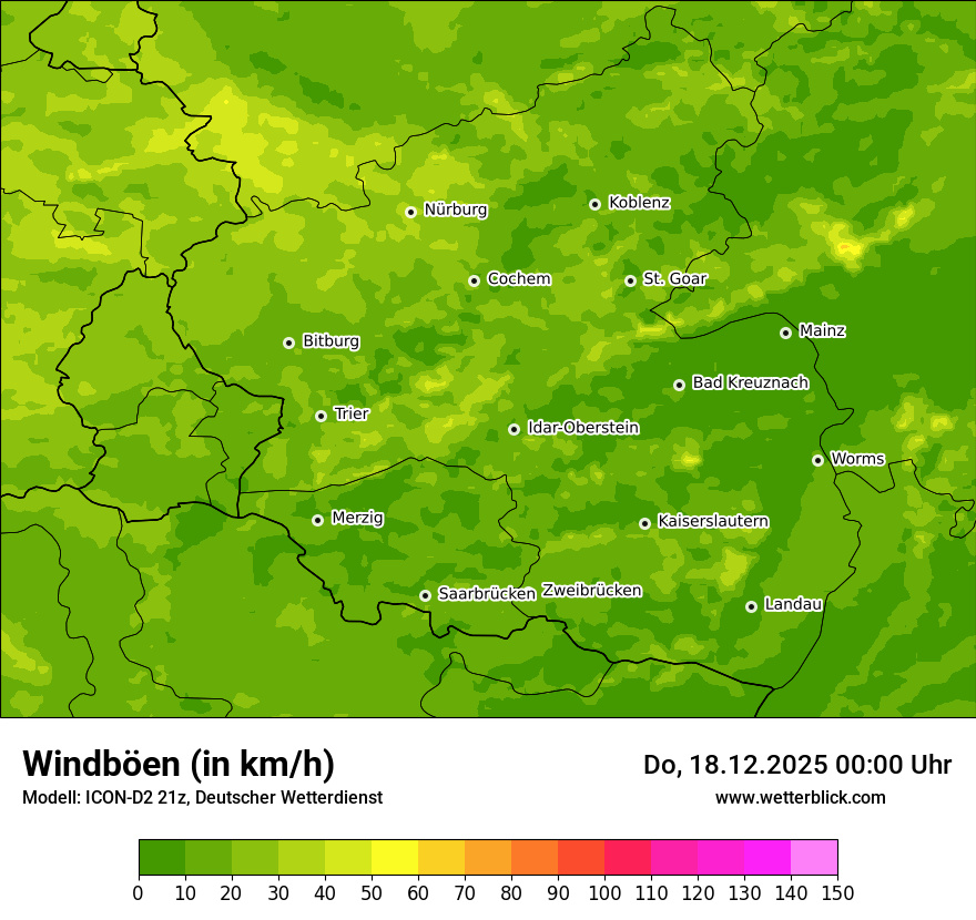Modellkarten Windgeschwindigkeit