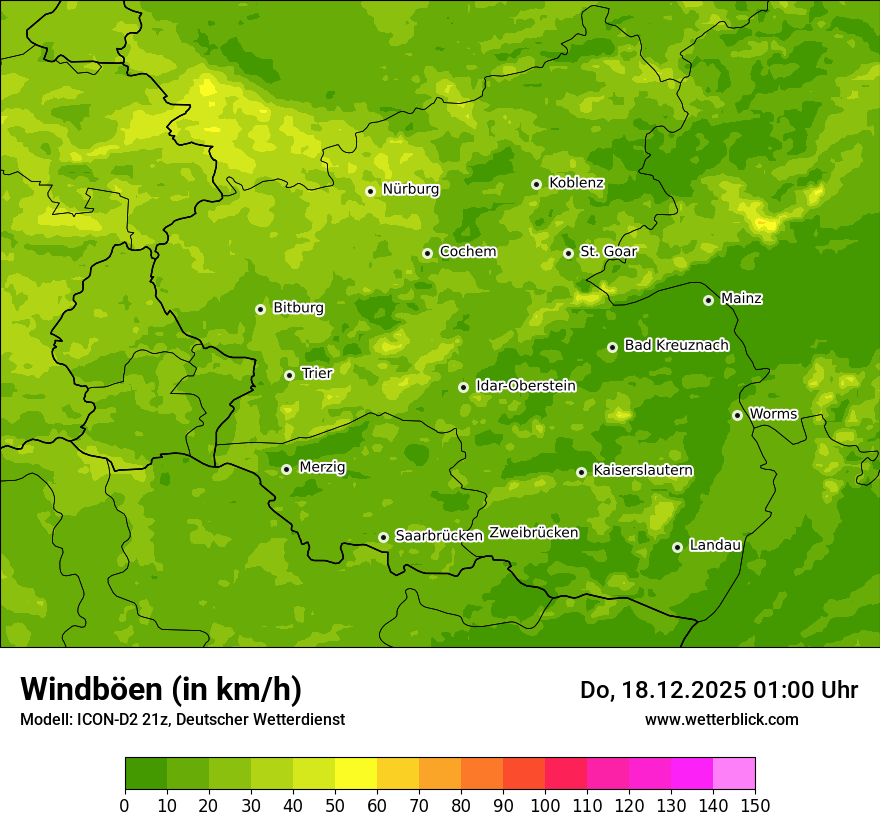 Modellkarten Windgeschwindigkeit