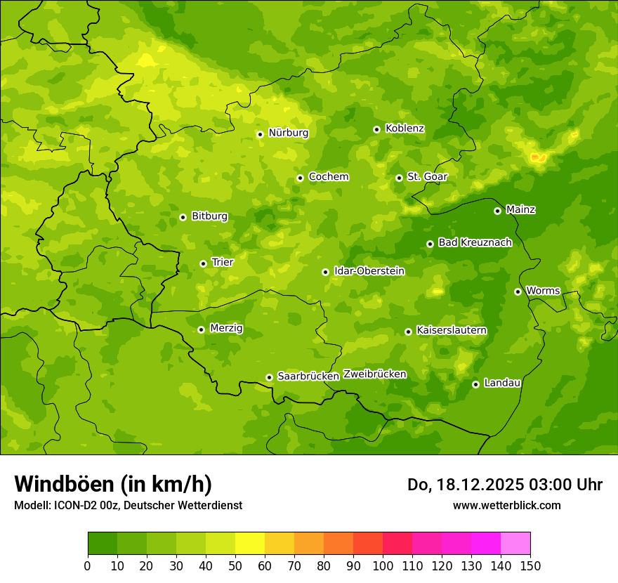 Modellkarten Windgeschwindigkeit