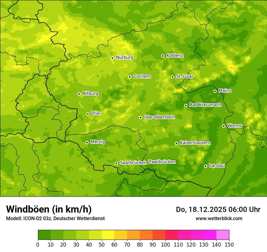 Modellkarten Windgeschwindigkeit