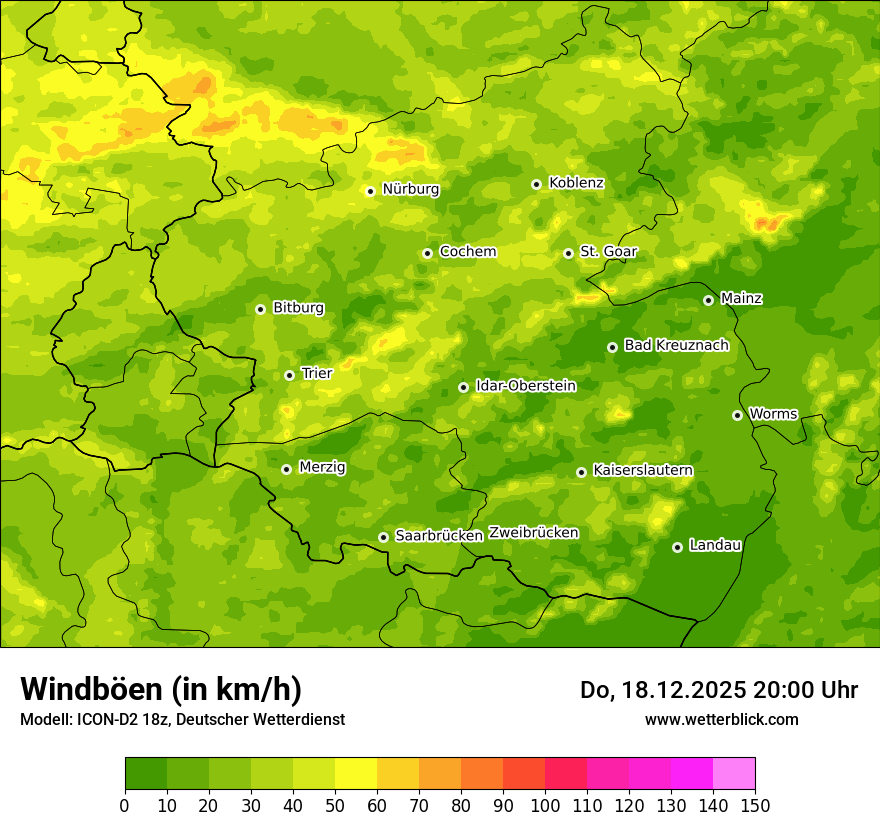 Modellkarten Windgeschwindigkeit