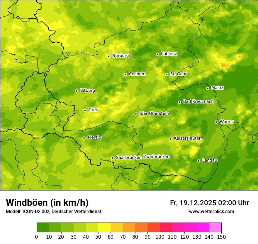 Modellkarten Windgeschwindigkeit