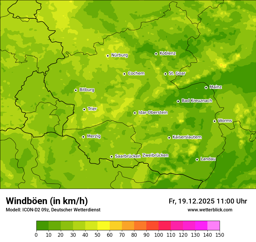 Modellkarten Windgeschwindigkeit