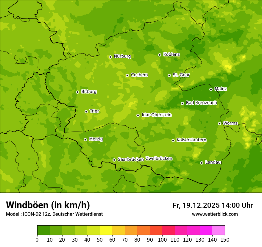 Modellkarten Windgeschwindigkeit