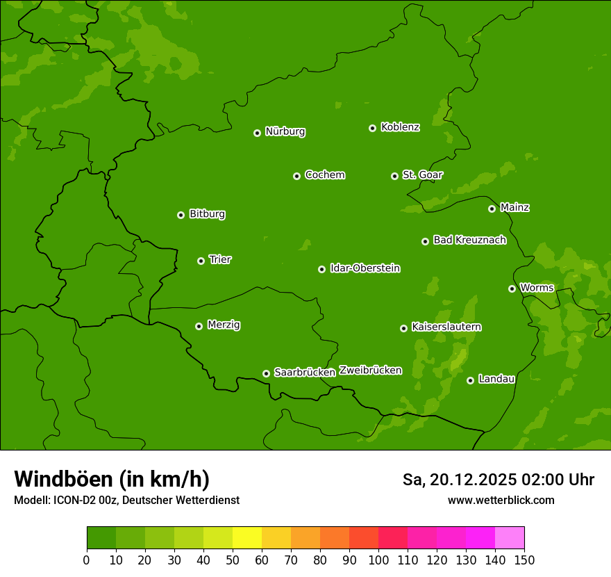 Modellkarten Windgeschwindigkeit