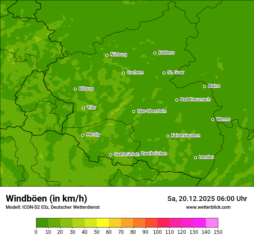 Modellkarten Windgeschwindigkeit