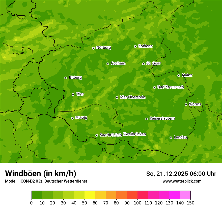 Modellkarten Windgeschwindigkeit