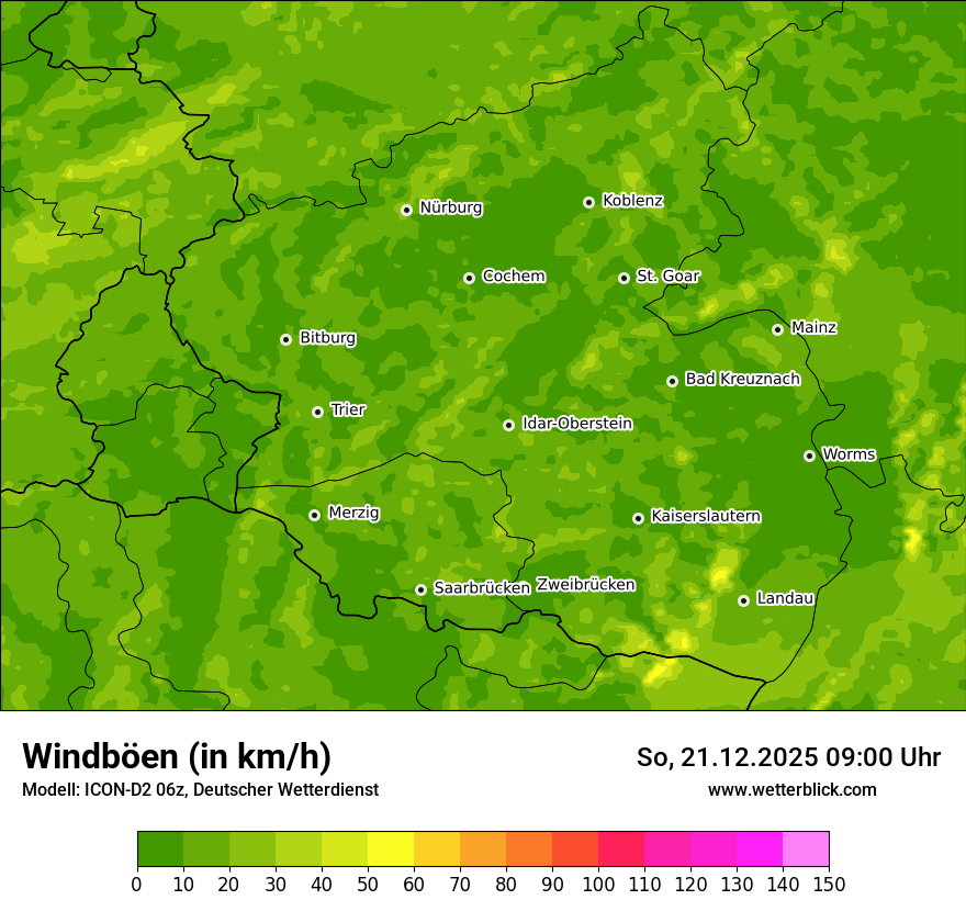 Modellkarten Windgeschwindigkeit