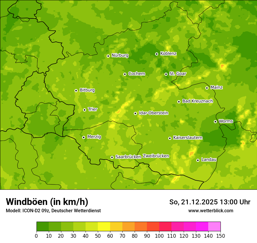 Modellkarten Windgeschwindigkeit