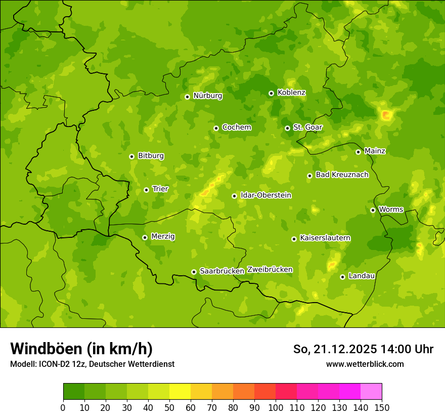 Modellkarten Windgeschwindigkeit