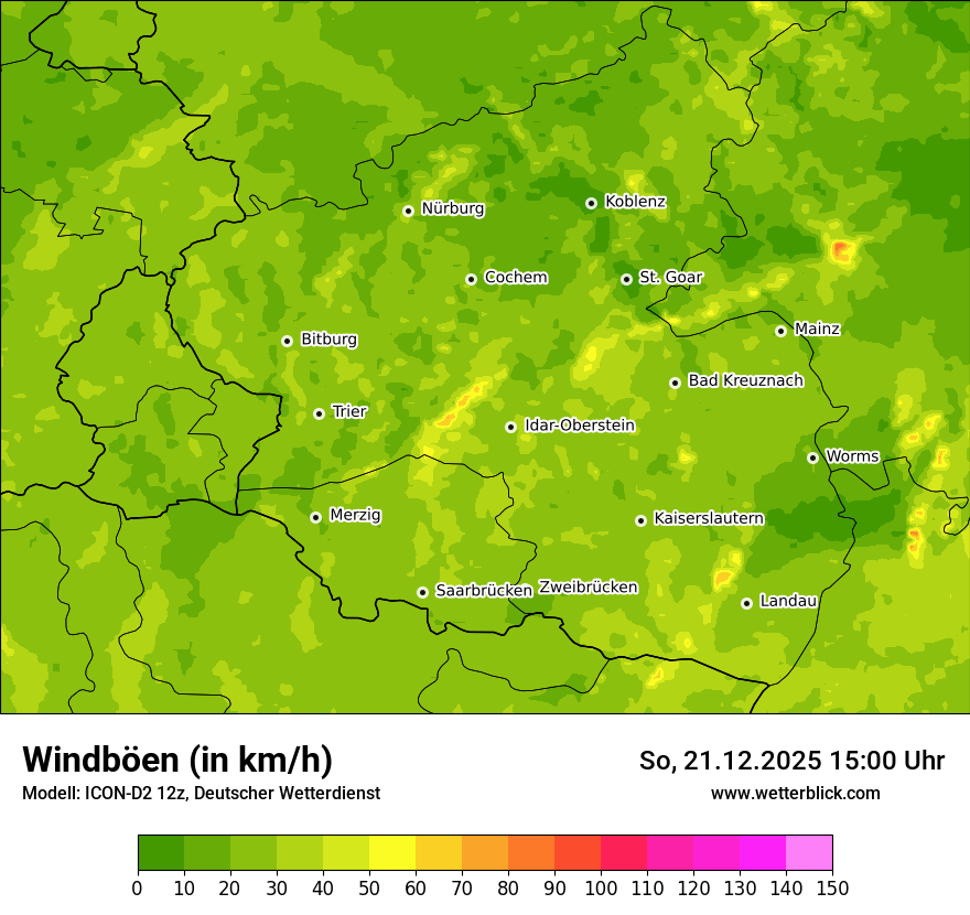 Modellkarten Windgeschwindigkeit