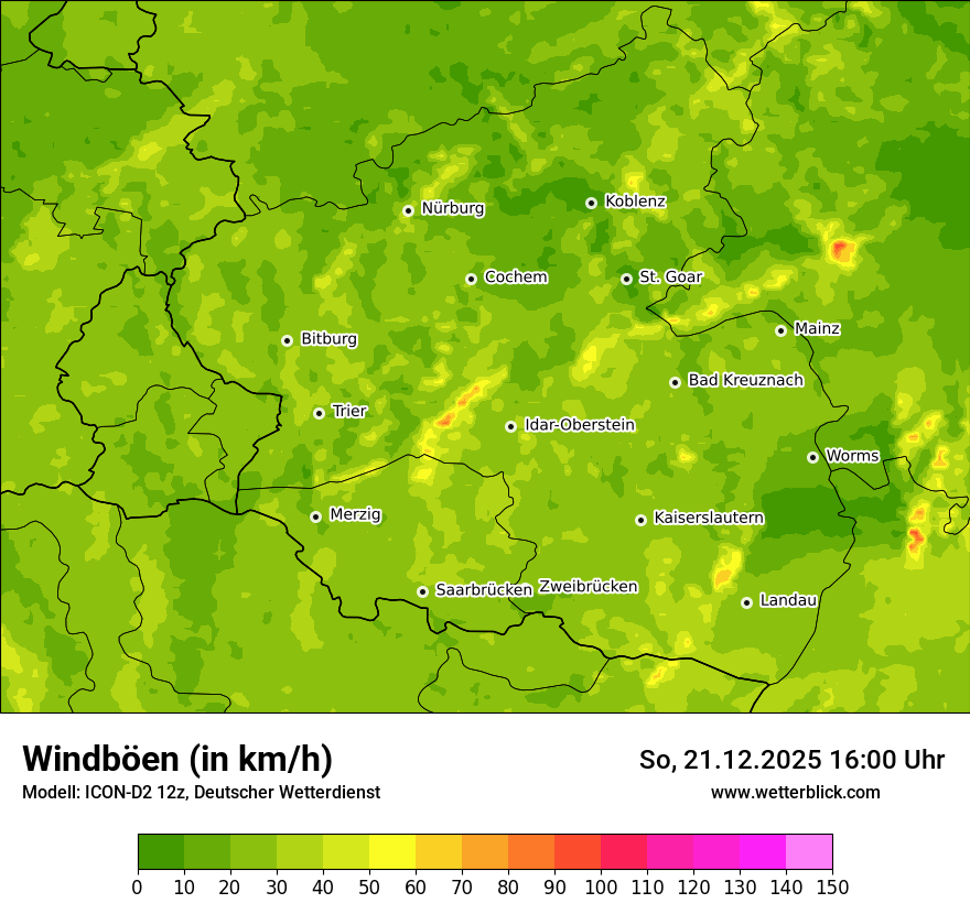 Modellkarten Windgeschwindigkeit