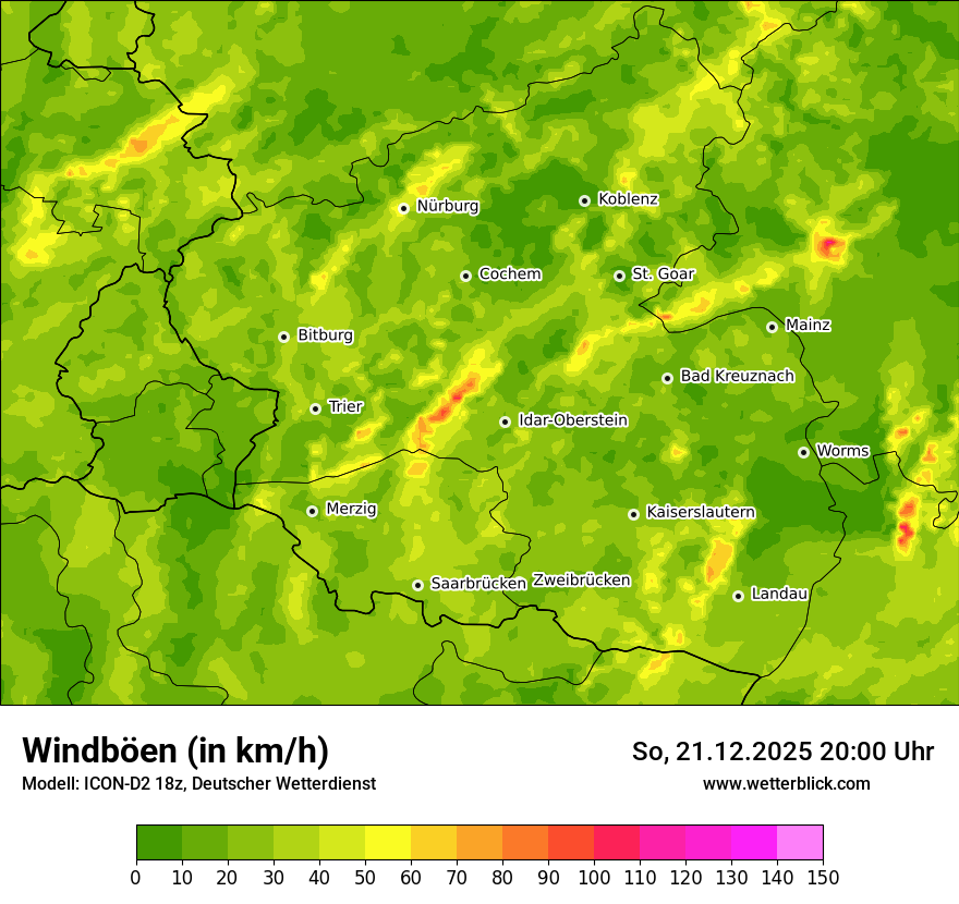 Modellkarten Windgeschwindigkeit