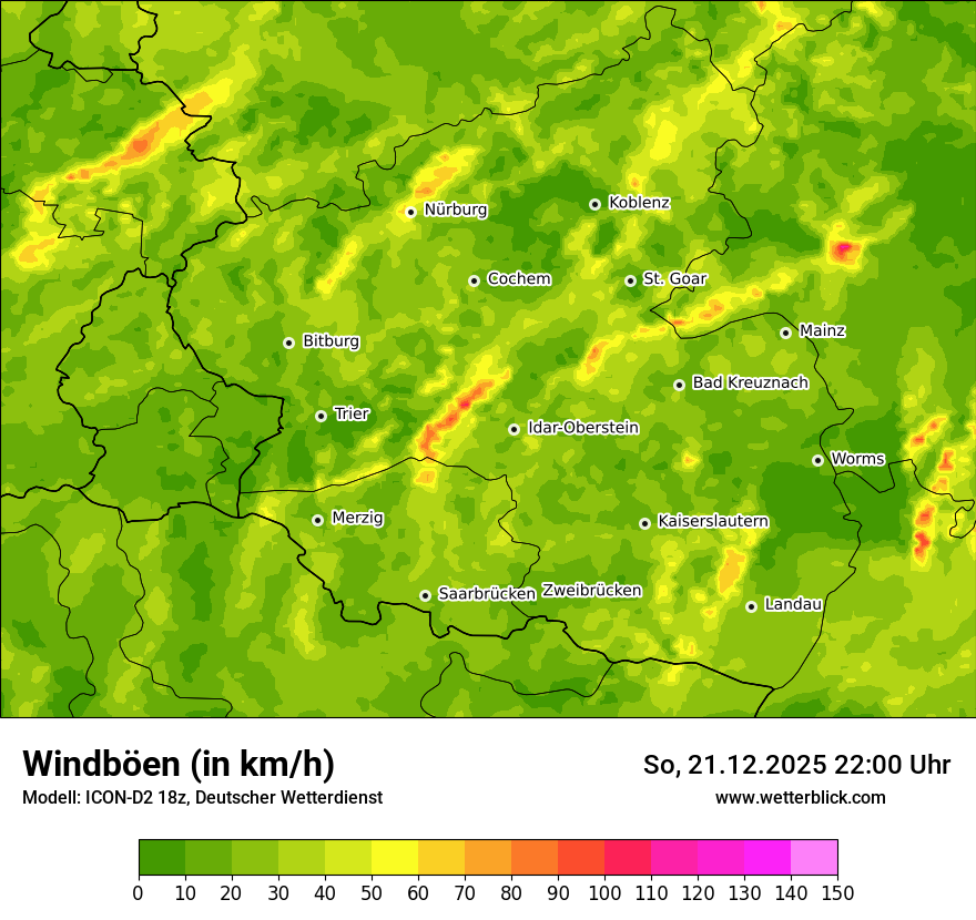 Modellkarten Windgeschwindigkeit