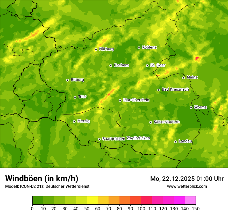 Modellkarten Windgeschwindigkeit
