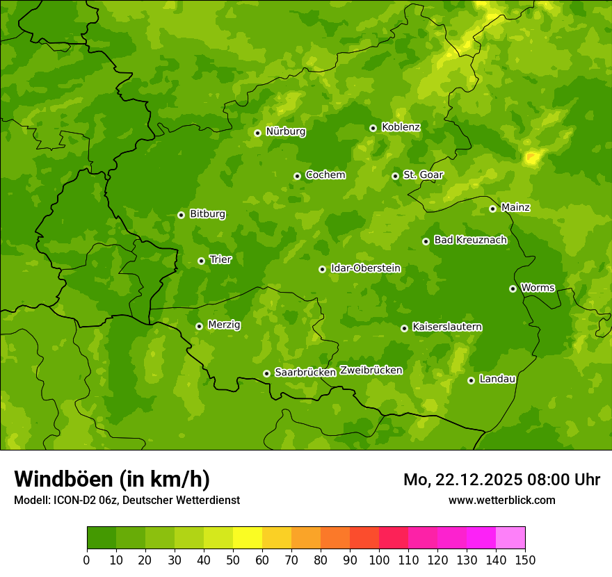 Modellkarten Windgeschwindigkeit