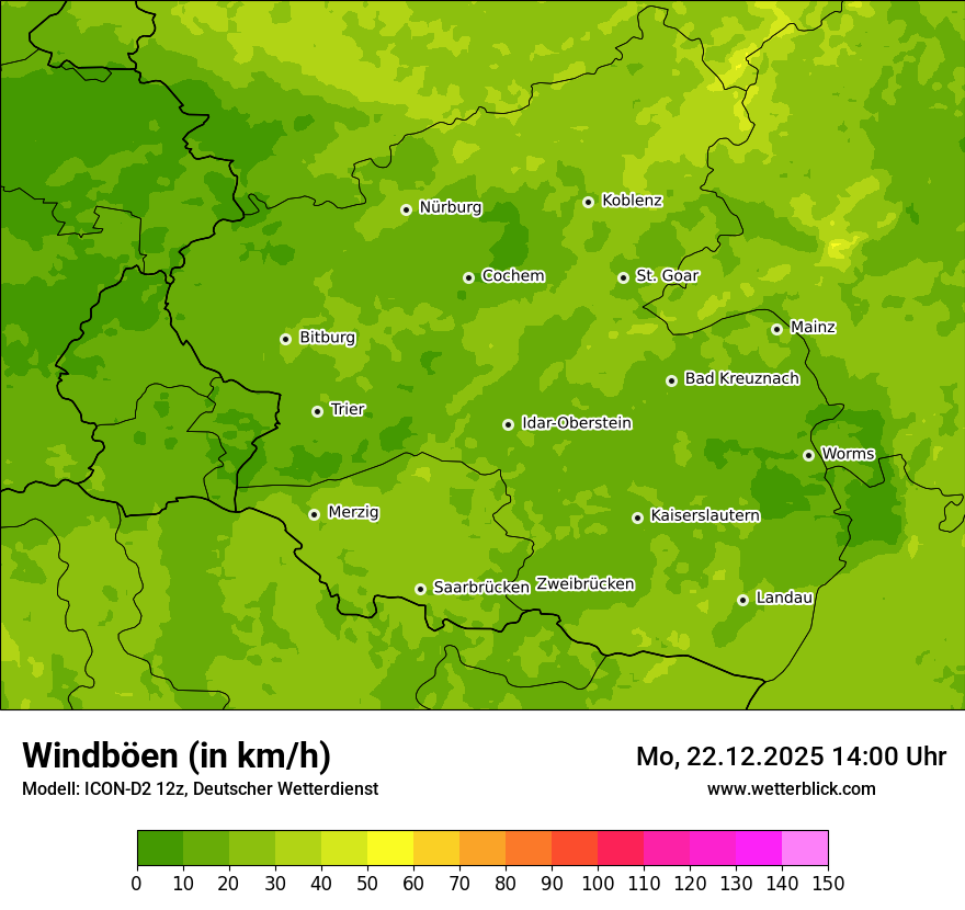 Modellkarten Windgeschwindigkeit